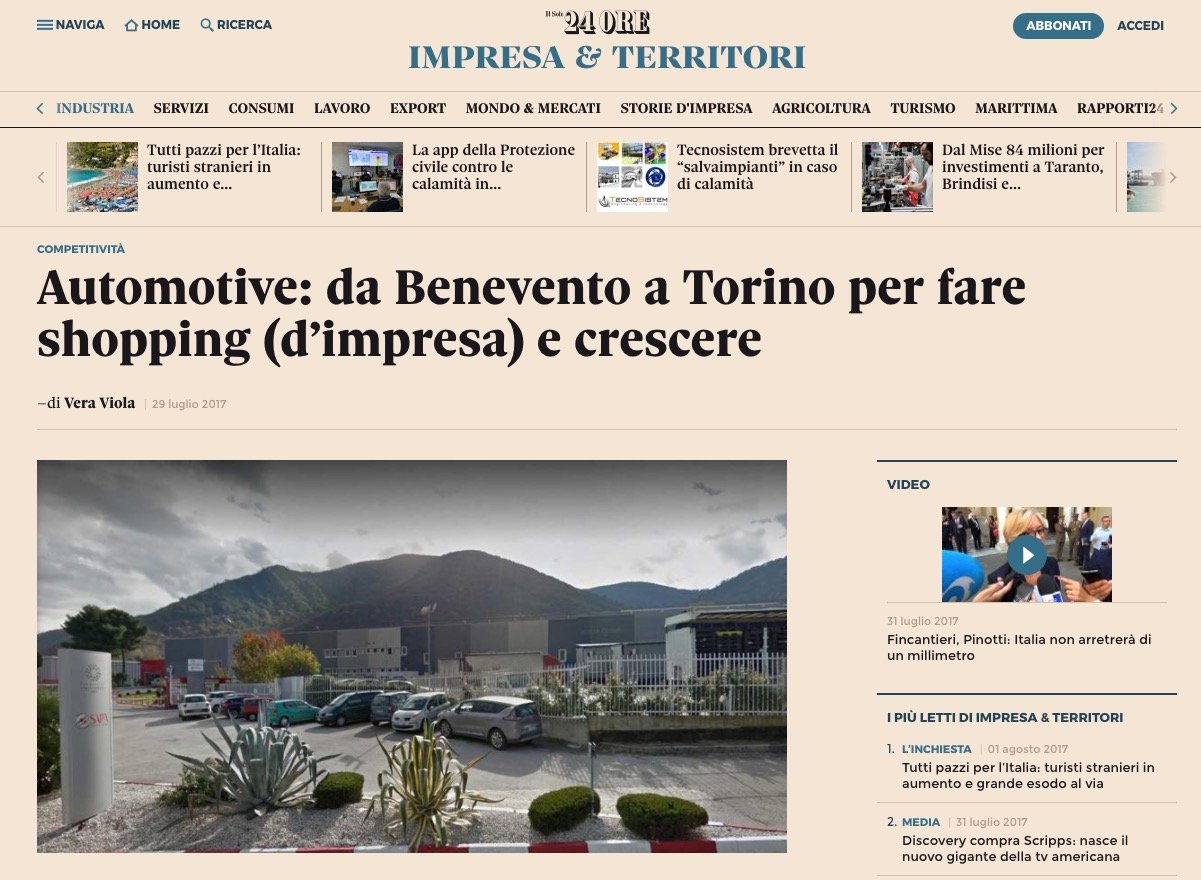 SAPA su Il Sole 24 Ore con intervista ad Antonio Affinita